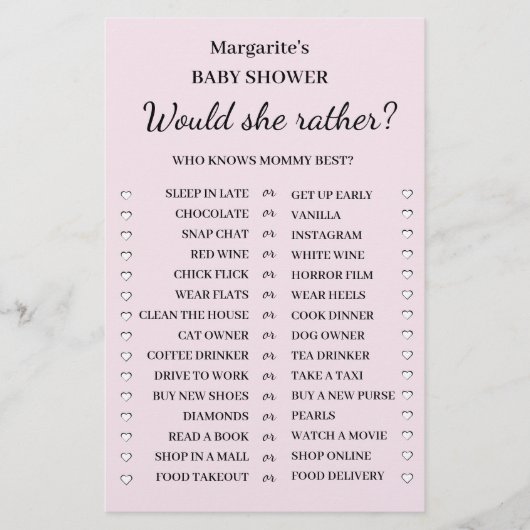 ブルーベビーシャワーゲーム「彼女はむしろ？ チラシ (正面)