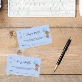 ブルーベビーシャワーテディボーイおむつラッフルチケット エンクロージャーカード