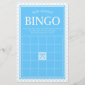 ブルーベビーシャワービンゴ水玉模様とリボン 便箋 (正面)