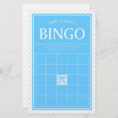 ブルーベビーシャワービンゴ水玉模様とリボン 便箋 (正面/裏面)