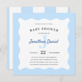 ブルーベビーシャワーフォト招待状