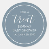 ブルーベビーシャワーミニマル書道台本 ラウンドシール (正面)