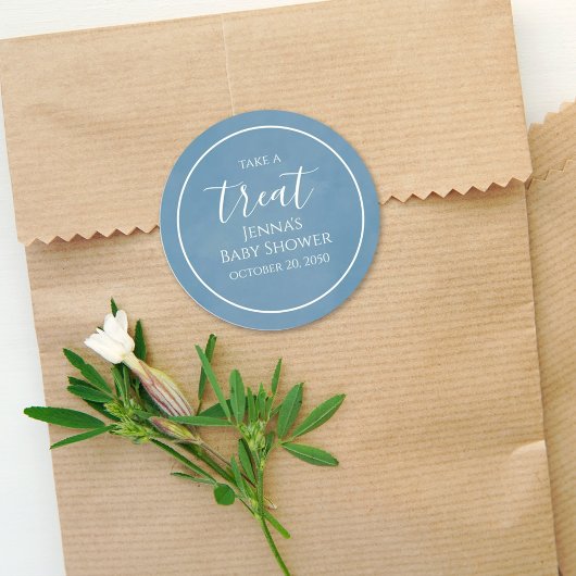 ブルーベビーシャワーミニマル書道台本 ラウンドシール