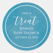 ブルーベビーシャワーミニマル書道台本 ラウンドシール (正面)