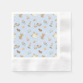 ブルーベビーシャワーヴィンテージトイコインカクテル 縁ありカクテルナプキン