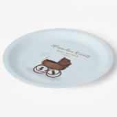 ブルーベビーシャワーヴィンテージ パーソナライズされた ペーパープレート (アングル)