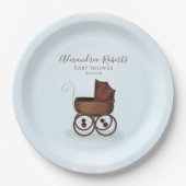ブルーベビーシャワーヴィンテージ パーソナライズされた ペーパープレート (正面)