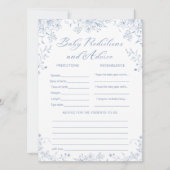 ブルーベビーシャワー予測とアドバイスゲームカード 招待状 (正面)