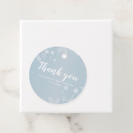 ブルーベビーシャワー冬スノーフレーク少年ありがとう フェイバータグ (インサイチュ)