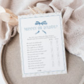 ブルーベビーシャワー春フローラボウゲームカード ノートカード