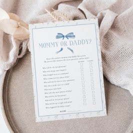 ブルーベビーシャワー春フローラボウゲームカード ノートカード