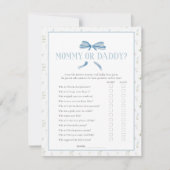 ブルーベビーシャワー春フローラボウゲームカード ノートカード (正面)