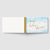 ブルーベビーシャワー水彩及び金ゴールドグリッター ゲストブック (全面)