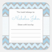 ブルーベビーシャワー蔵書票シール スクエアシール (正面)