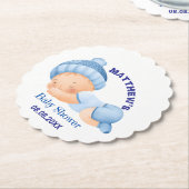ブルーベビーシャワー、ベビーボーイシャワー ペーパーコースター (アングル)