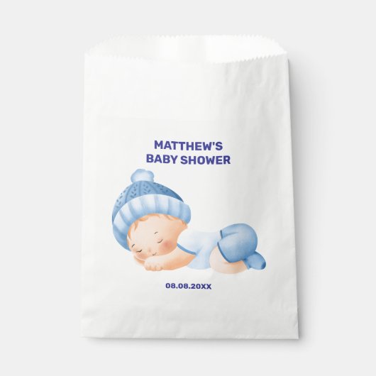 ブルーベビーシャワー、男の赤ちゃんシャワー フェイバーバッグ (正面)