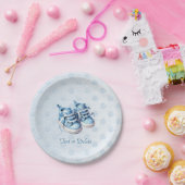 ブルーベビーシューズ紙プレート ペーパープレート (パーティー)