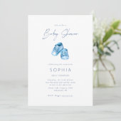 ブルーベビーシューズ繊細なベビーシャワー 招待状 (スタンド正面)