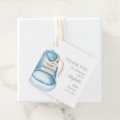 ブルーベビーシューズ赤ちゃんシャワーありがとうメッセージカード フェイバータグ (インサイチュ)