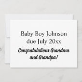 ブルーベビーセット年の祖父母のお知らせ 案内状 (裏面)