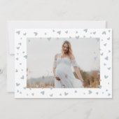 ブルーベビーゾウ水彩赤ちゃんシャワー写真 招待状 (裏面)