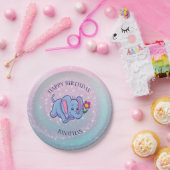 ブルーベビーゾウ ペーパープレート (パーティー)