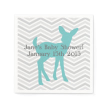 ブルーベビーディアアンドグレーシェブロンナプキン