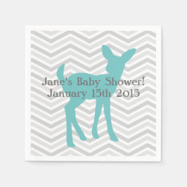 ブルーベビーディアアンドグレーシェブロンナプキン スタンダードカクテルナプキン