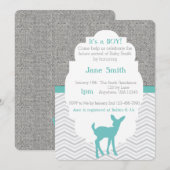 ブルーベビーディアバーラップシェブロンベビーシャワー招待状 招待状 (正面/裏面)