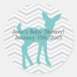 ブルーベビーディアーとグレーシェブロンのシール ラウンドシール