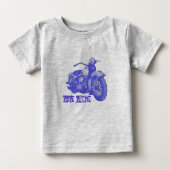 ブルーベビーバイクもしくは自転車に乗る人 ベビーTシャツ (正面)