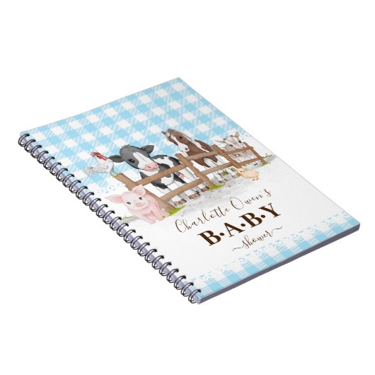 ブルーベビーファームアニマルズベビーシャワー ノートブック (右側)