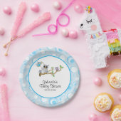 ブルーベビーフクロウベビーシャワーテーマ ペーパープレート (パーティー)