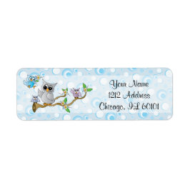 ブルーベビーフクロウ |シャワーテーマ ラベル