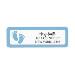 ブルーベビーフットプリント差出人住所ラベル ラベル