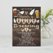 ブルーベビーブルーイングビールダディへカップルのシャワー 招待状 (スタンド正面)