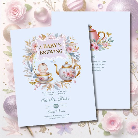 ブルーベビーブルーイング茶パーティーシャワーフローラブランチ