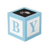 ブルーベビーブロックソノグラム妊娠記念写真 フォトキューブ (裏面アングル)