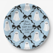 ブルーベビーブーほとんどデュース幽霊と黒い湾曲形 ペーパープレート (正面)