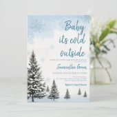 ブルーベビーベビーシャワー外は寒い 招待状 (スタンド正面)