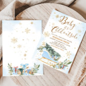 ブルーベビーベビーシャワー外は寒い 招待状