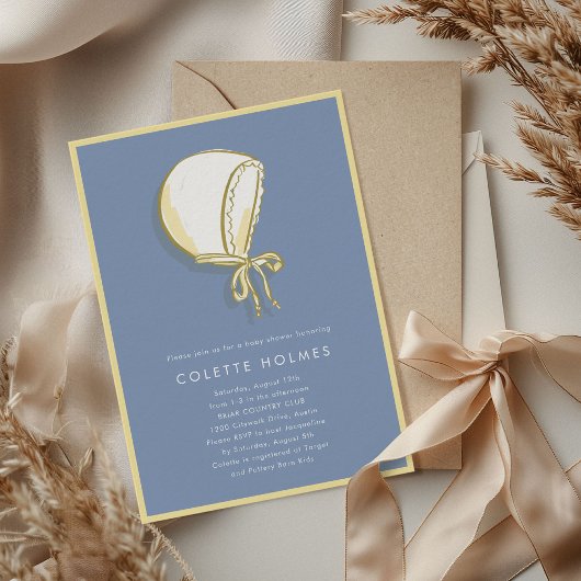 ブルーベビーボンネットベビーシャワー招待状 セーブザデート