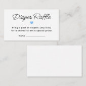 ブルーベビーモダンシャワーおむつラッフルチケット エンクロージャーカード (正面/裏面)