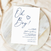 ブルーベビーモダンシャワー招待状 招待状