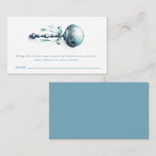 ブルーベビーラトルボーイおむつラッフルチケットカード エンクロージャーカード (正面/裏面)