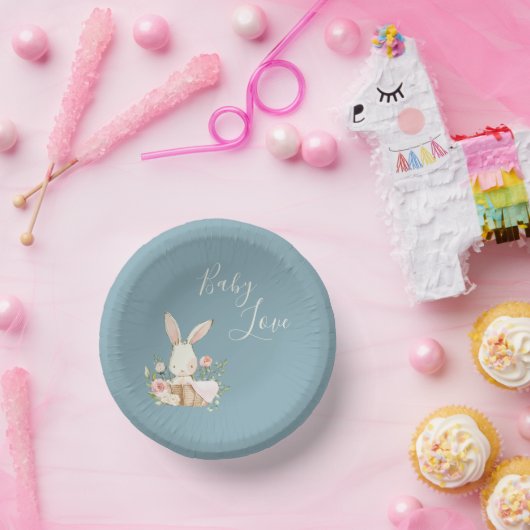 ブルーベビーラブスクリプトベビーシャワー紙ボウル ペーパーボウル (パーティー)