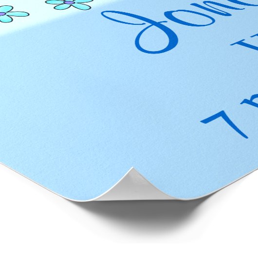 ブルーベビー乳母車ボーイネーム誕生発表芸術 ポスター (角)