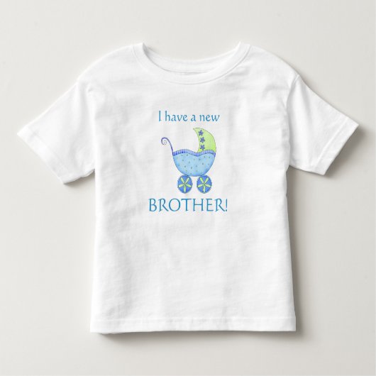 ブルーベビー乳母車"私は新しい兄弟を持っている"幼児 トドラーTシャツ (正面)