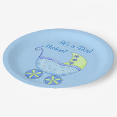ブルーベビー乳母車Its a Boy パーソナライズされた Name ペーパープレート (アングル)