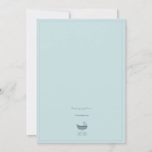 ブルーベビー台車ベビーシャワー招待状 招待状 (裏面)